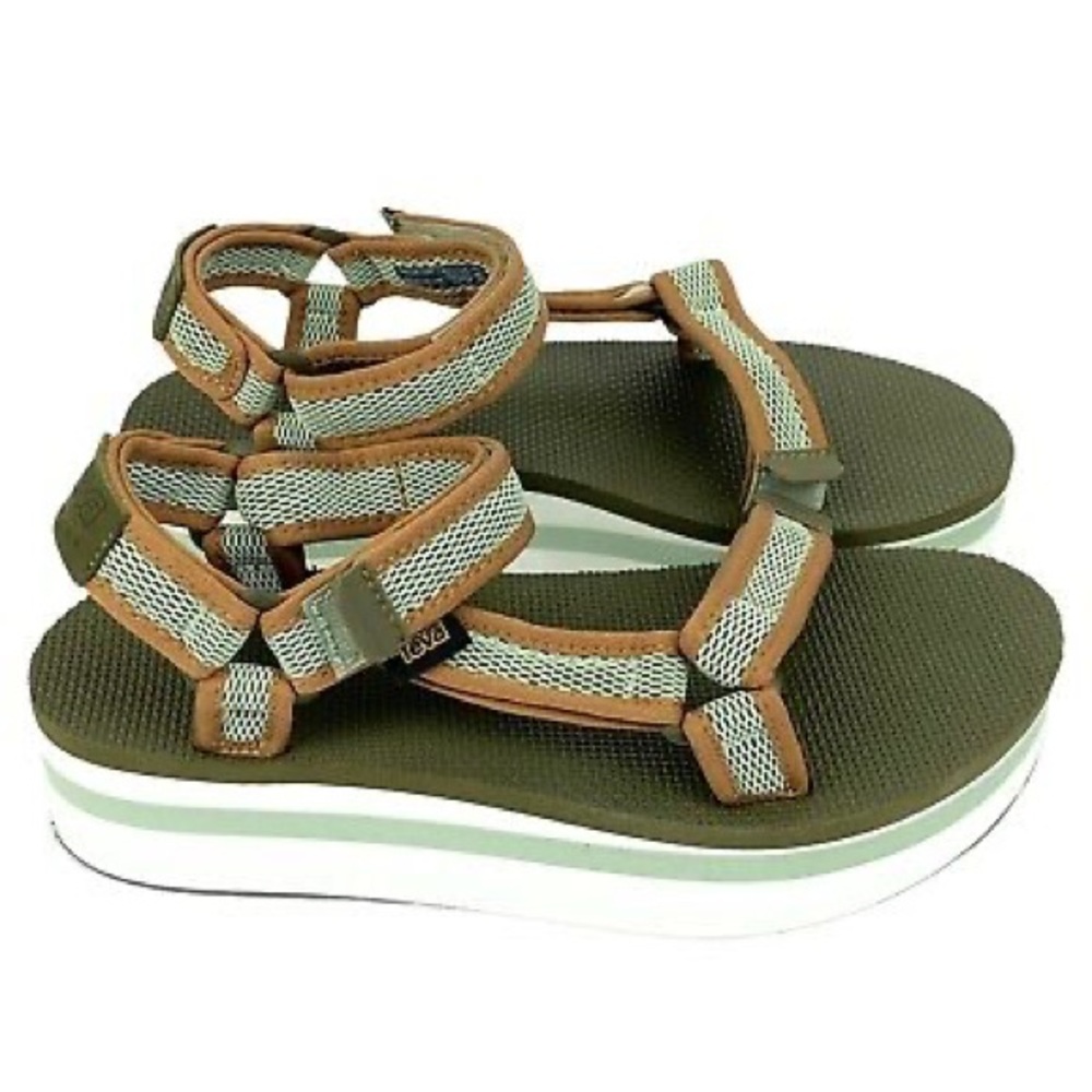 Teva Womens Flatform Universal Mesh Sandals Size 9 Dark Olive Seaform Green